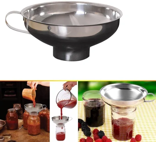 Miniatura 2 de Embudo de conservas de boca ancha con mango para tarro de masón, embudo de cocina de acero inoxidable para tarros de boca regular y ancha