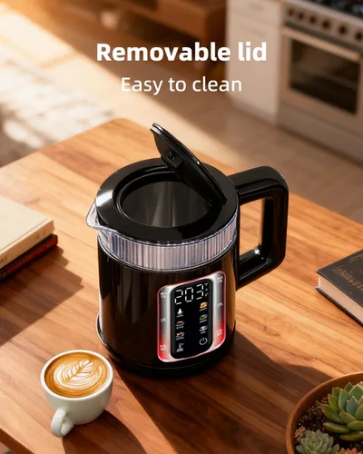 Miniatura 5 de Tetera Eléctrica Auriswell con Control de Temperatura, Hervidor de Agua Inteligente de Vidrio para Té, Café y Hervir, Apagado Automático, Mantener