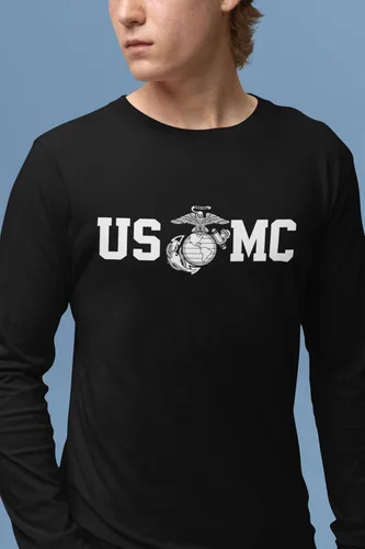 Miniatura 4 de Lucky Ride Marine Corps Bull Dog Front and Back USMC - Camiseta de manga larga para hombre