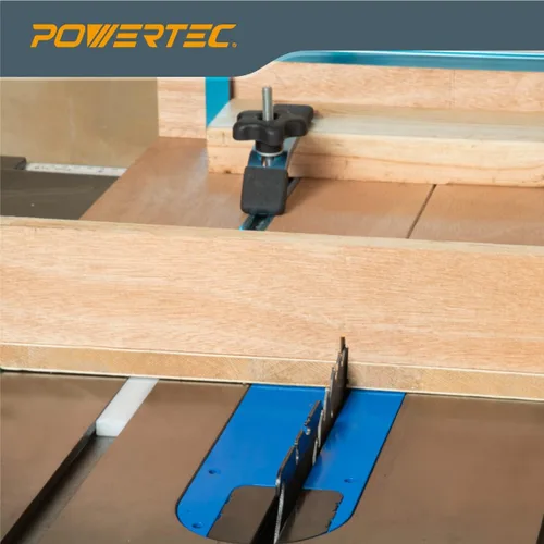 Miniatura 5 de POWERTEC Barra de inglete transversal para trineo de sierra de mesa, 3/4 pulgadas x 3/8 pulgadas x 17 pulgadas con agujeros preperforados