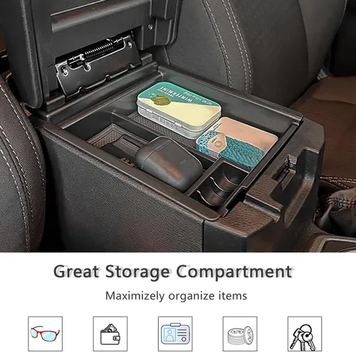 Miniatura 3 de JDMCAR Bandeja organizadora de consola central compatible con accesorios Toyota Tacoma 2016-2022 2023, contenedor de inserción de reposabrazos, caja