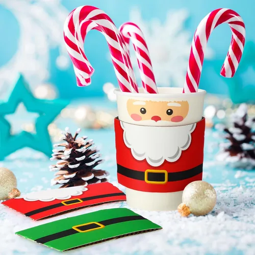 Miniatura 5 de Yungyan Paquete de 100 Tazas de Café Desechables de Navidad de 12 oz con Tapas y Mangas, Tazas de Café de Papel Aisladas con Tapas de Cúpula