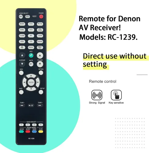 Miniatura 2 de RC-1239 - Mando a distancia de repuesto para Denon AVR-S960H AVR-X2700H AVR-X3700H AVR-S960H AVRX3700H AVRX2700H AVRS960H AV Receptor