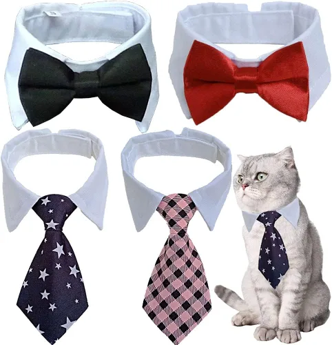 Miniatura 14 de 8 piezas de gafas de sol para mascotas, perro, gato, corbatín para mascotas, disfraz de mascota, collar formal ajustable para gatos, perros