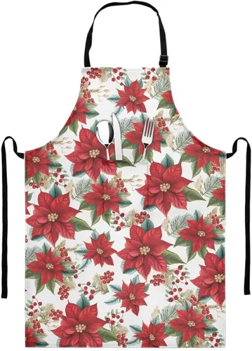 Miniatura 37 de GIFTPUZZ Delantal de chef para mujer con lazo largo y bolsillo frontal con correas