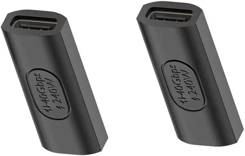Paquete de 2 acopladores USB 4.0 tipo C, extensor bidireccional de 40 Gbps, conector de carga PD de 240 W, video de 8K a 60 Hz, conector adaptador