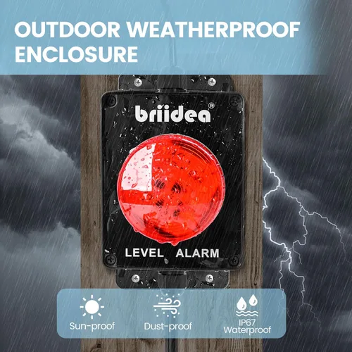 Miniatura 4 de briidea - Alarma de bomba de sumidero, alarma de tanque séptico de agua alta para interiores y exteriores con alerta acústica de 110 dB e indicador