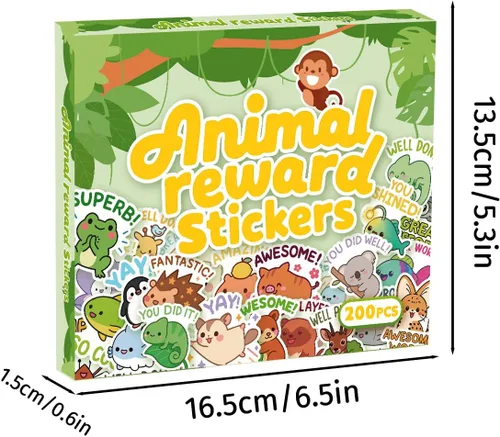 Miniatura 2 de 200 calcomanías holográficas de recompensa de animales para niños, lindas calcomanías de afirmación inspiradoras con citas motivacionales