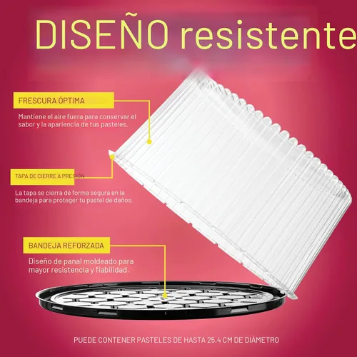 Miniatura 4 de Contenedores Transportadores Desechables de Plástico para Pasteles de 10 - 11" con Tapas de Cúpula y Bases para Pasteles [Paquete de 5] y Servidor