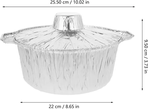 Miniatura 6 de COHEALI Ollas desechables de papel de aluminio con tapas de 10.03 x 8.66 x 3.74 pulgadas, bandejas de almacenamiento de alimentos para barbacoa