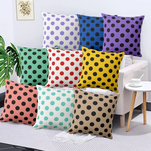 Miniatura 9 de Fundas de almohada de lunares negros sobre beige de 16 x 16 pulgadas, fundas de almohada decorativas rústicas y cuadradas para decoración del sofá