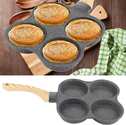 Miniatura 8 de 143 Sartén antiadherente de 4 agujeros para huevos de 4 tazas, revestimiento de huevos, compatible con todas las fuentes de calor, para hamburguesas