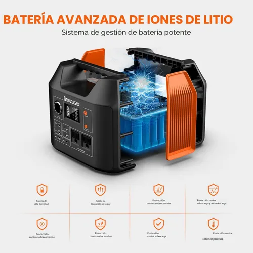 Miniatura 7 de EnginStar Estación de energía portátil de 300 W 296 Wh con salida de CA de onda sinusoidal pura de 110 V para acampar al aire libre, caza