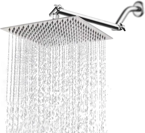 Miniatura 9 de Cabezal de ducha cuadrado grande de acero inoxidable de alta presión con brazo de ducha, cascada, cobertura de cuerpo completo, fácil de limpiar e