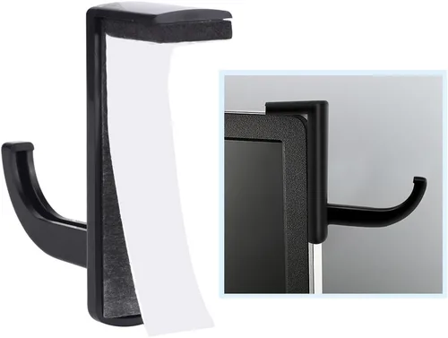 Miniatura 3 de Mudder Paquete de 4 ganchos para monitor para auriculares, soporte para auriculares, soporte adhesivo para auriculares, color negro