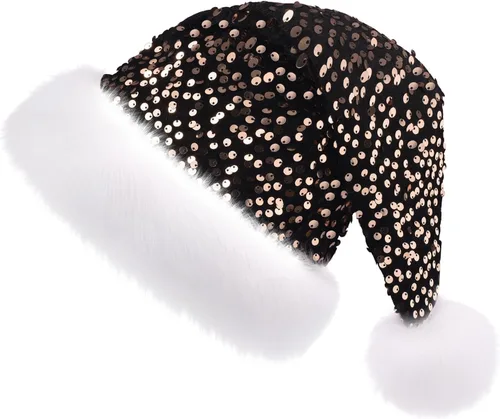 Sombrero de Navidad Morado para Adultos, Sombrero de Papá Noel con Lentejuelas Moradas Personalizado Súper para Navidad Vacaciones Fiesta de Año