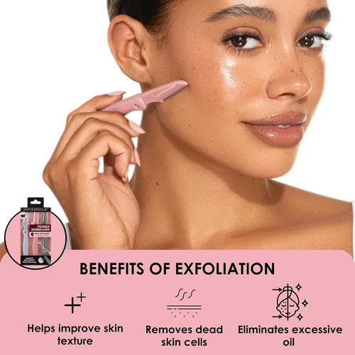 Miniatura 3 de JAPONESQUE Maquinillas de afeitar faciales plegables Dermaplaner - Juego de 3 piezas, kit de maquinilla de afeitar para cejas y cabello facial - Una