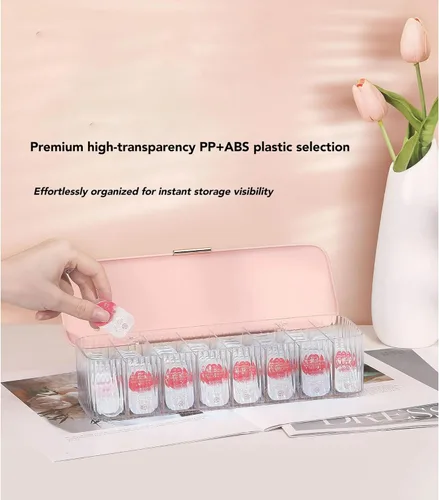Miniatura 2 de P-80 Organizador diario de lentes de contacto con removedor y pinzas, dispensador de lentes desechable, caja de plástico transparente para todas