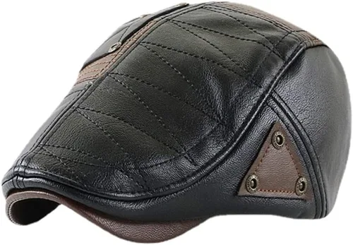Miniatura 10 de Gorra de hiedra para hombre, sombrero de cuero de PU para hombre, boina ajustable, gorra plana de golf, gorra plana Gatsby, sombrero de pesca
