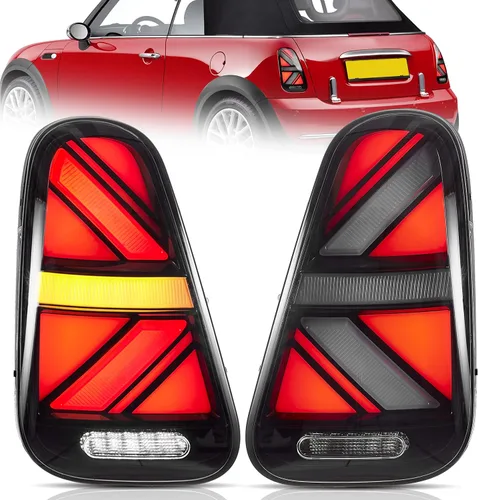 Ensamble de luces traseras VLAND Compatible con BMW Mini R50 R52 R53 2001-2006, lámpara trasera Union Jack con DRL dinámico, luz trasera con señal
