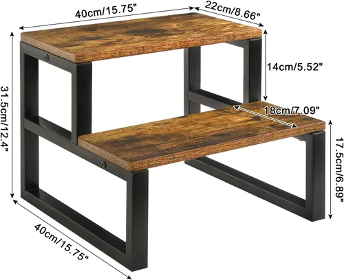 Miniatura 6 de IBUYKE Taburetes de Paso de Madera de 2 Escalones para Adultos y Niños, Taburete de Paso Resistente para Junto a la Cama con Capacidad de 500