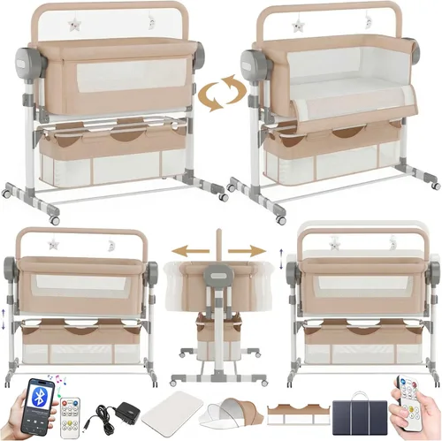 Miniatura 9 de Moisés eléctrico Bluetooth inteligente para bebé, cuna para bebé, cuna Next to Me con ruedas, cuna plegable para recién nacido con 5 engranajes 601