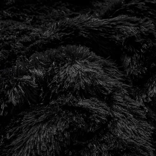 Miniatura 7 de UOZZI BEDDING - Juego de edredón de pelo sintético negro, tamaño Queen, 3 piezas, 1 edredón afelpado negro de 90x90 y 2 fundas de almohada, ultra
