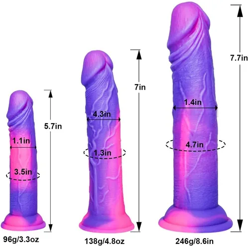 Miniatura 5 de Juego de consolador realista de fantasía con ventosa de 3 piezas (pequeño, mediano y grande): kit de entrenamiento de consolador anal