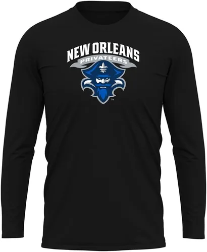 Miniatura 264 de Camisa deportiva de manga larga oficial de la NCAA Collegiate para hombre, colección negra con logotipo primario