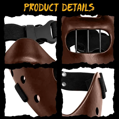 Miniatura 5 de nezababy Hannibal Lecter Máscara Cosplay El Silencio de los Corderos Media Cara Asesino de Resina Café