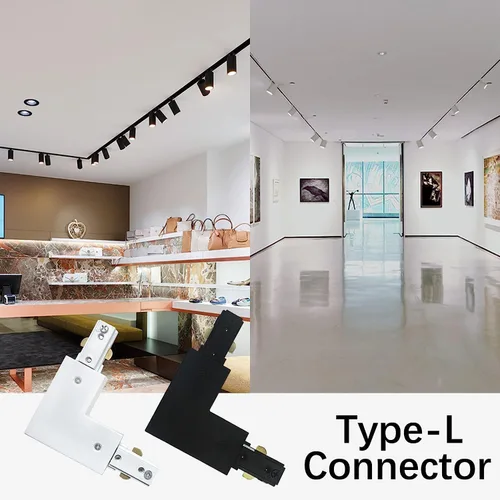 Miniatura 3 de Negro H Track L conector H tipo circuito único 3-Wire-1 Kit de iluminación de pista para H Track System Accesorios de iluminación de pista 120V