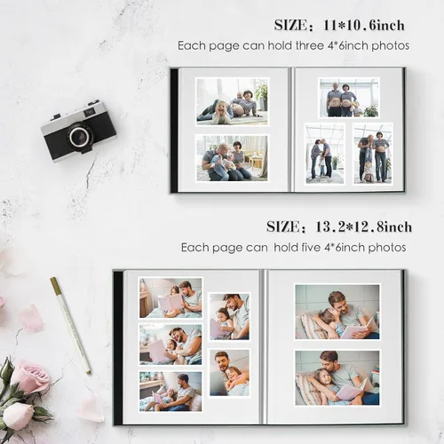 Miniatura 2 de Álbum de fotos grande autoadhesivo magnético, álbum de recortes para fotos de 4 x 6, 5 x 7, 8 x 10, libro de memorias con 40 páginas de tapa de lino