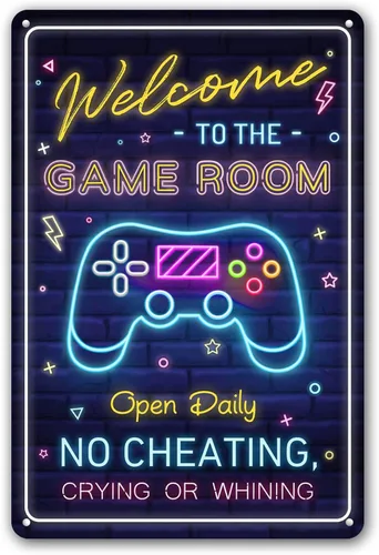 Letrero de bienvenida a la sala de juegos, regalos geniales de decoración de juegos para niños y adolescentes, accesorios y decoración perfectos