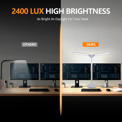 Miniatura 2 de G Keni Lámpara de escritorio LED, lámpara de escritorio brillante de 2400 lux para oficina en casa, lámpara de escritorio ajustable de doble cabezal