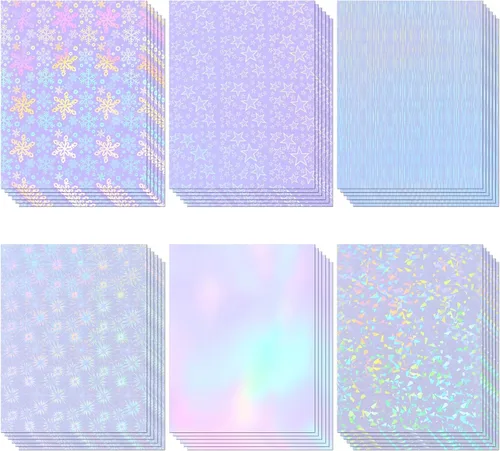 Miniatura 14 de 36 hojas de láminas laminadas holográficas transparentes, papel adhesivo autoadhesivo para papel adhesivo, láminas de vinilo transparentes