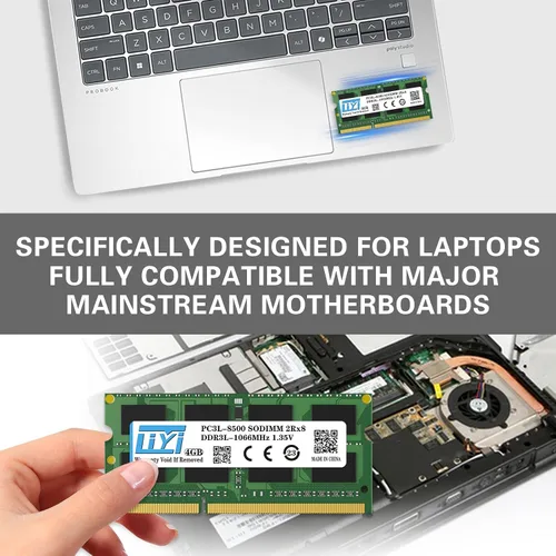 Miniatura 3 de LIYI DDR3L 4GB RAM Individual 1066MHz PC3 PC3L-8500 CL7 1.35V DRAM de Baja Tensión SO-DIMM DDR3L RAM 204-Pin 2Rx8 Doble Rango Sin Búfer No-ECC