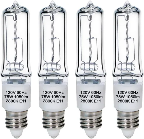 GMY JDE11 - Bombilla E11 de 120 V, 75 W, base de candelabro, bombilla T4 JDE11, bombillas halógenas transparentes regulables de 75 W para ventilador