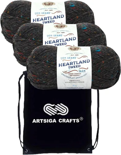 Miniatura 55 de Lion Brand Heartland Capitol Reef 136-140 (3 cadejos - mismo lote de tinte) Hilo estambre medio #4 acrílico para crochet y tejer con bolsa