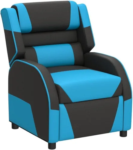 Miniatura 5 de Giantex Silla reclinable para niños, silla reclinable para juegos con reposapiés, reposacabezas y soporte lumbar, silla ergonómica de cuero para Azul