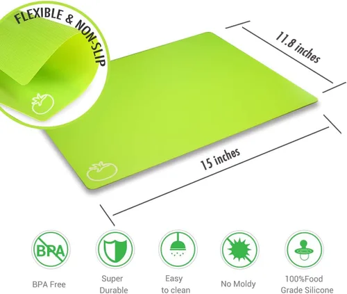 Miniatura 3 de Fotouzy Tablas de cortar de plástico para cocina, juego de 7 alfombrillas de corte flexibles con iconos de comida, sin BPA, mejoradas 100%