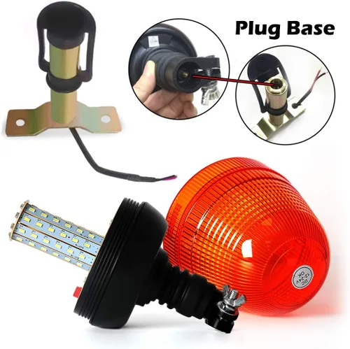 Miniatura 3 de 60 luces LED intermitentes ámbar intermitentes, lámpara estroboscópica de montaje flexible con soporte de enchufe, luz de advertencia de emergencia