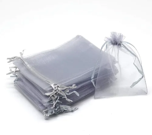 Miniatura 19 de 50 bolsas de organza transparentes de 3 x 4 pulgadas, pequeñas bolsas de regalo de joyería con cordón para bodas, fiestas, bolsas de dulces