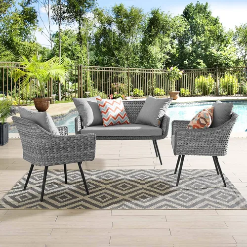 Miniatura 18 de Modway EEI-3176-GRY-GRY-SET - Sillón Endeavor de mimbre para patio al aire libre, 2 sillones, gris