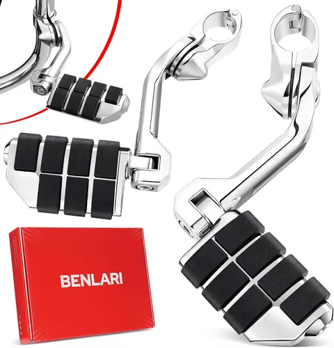 Miniatura 9 de Benlari Estriberas de Carretera de 1 pulgada 1-1/4 pulgadas Estriberas de Acero Inoxidable 304 Largas Anguladas Ajustables Compatibles con Harley