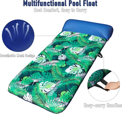 Miniatura 4 de FindUWill Flotador inflable para piscina para adultos, 72 pulgadas XL, flotadores de piscina cubiertos de tela de gran tamaño para adultos