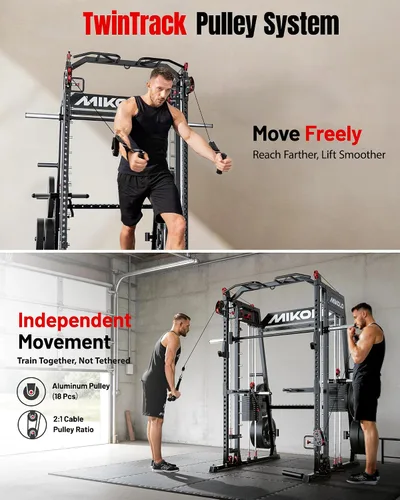 Miniatura 3 de Mikolo M4 2.0 Smith Machine, All-in-One Home Gym Power Cage with LAT Pulldown & Cable Crossover, Squat Rack for Full Body Workouts