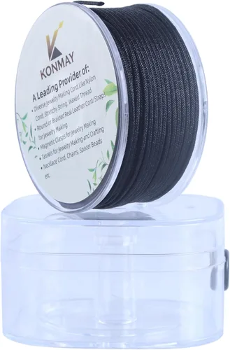 Miniatura 37 de KONMAY - Hilo de nylon negro de 0.6mm con estuche para pulseras, cordón de nailon satinado trenzado de 190 yardas para hacer joyería, encordar