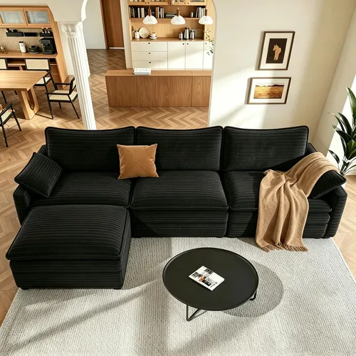 Miniatura 73 de Vesgantti 2 Piece Loveseat & 3 Seater Sofa Set, Modular Cloud Couch, Beige