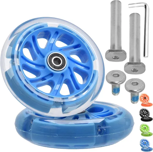 Pieza de repuesto de rueda delantera para Micro Kickboard Maxi Deluxe plegable LED/Maxi Deluxe Pro/Maxi Deluxe Eco/Series Scooter de 3 ruedas Azul