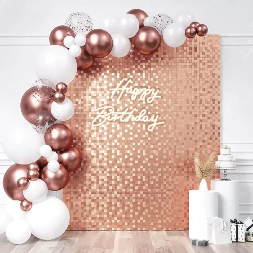 Miniatura 8 de HOUSE OF PARTY Fondo de pared brillante, 24 paneles cuadrados de lentejuelas para pared, decoración de pared para decoración de cumpleaños, boda